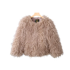 Short Mongolian Fur Coat | Women Luxury Cropped Fur Coat | Warm | Winter