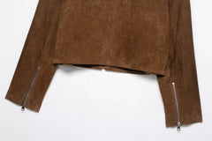 Women Short Suede Jacket | Long Sleeve | Fall | Casual Vintage Jacket