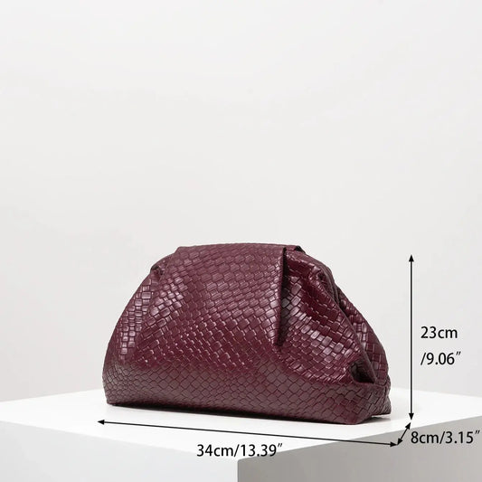 Women Vintage Leather Woven Pattern Clutch Bag | Large Capacity Purse