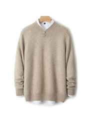 Men Pure Merino Wool Sweater | Long Sleeves | Stand-Up Collar | Pullover | Warm | Mock Neck Sweater