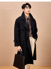 Men Long Trench Coat | Double Breasted | British Style | Spring | Autumn