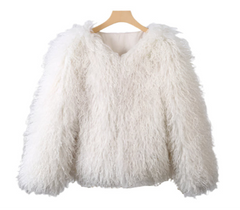 Short Mongolian Fur Coat | Women Luxury Cropped Fur Coat | Warm | Winter