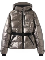 Women Winter Windproof Skiing Jacket | Padded Sport Parkas Jacket | Belt | Hooded | Thick | Warm | Pockets