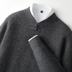 Men Pure Merino Wool Sweater | Long Sleeves | Stand-Up Collar | Pullover | Warm | Mock Neck Sweater