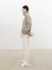 Women Soft Cashmere Sweater | Loose and Thick Turtleneck Pullover Knit