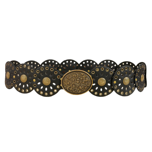 Women Rivet Round Ethnic Style Belt | Vintage Boho Patchwork Belt