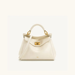 Women Leather Pillow Bag | Lock Clasp Handbag | Small Handbag | Shoulder Bag | Crossbody Bag