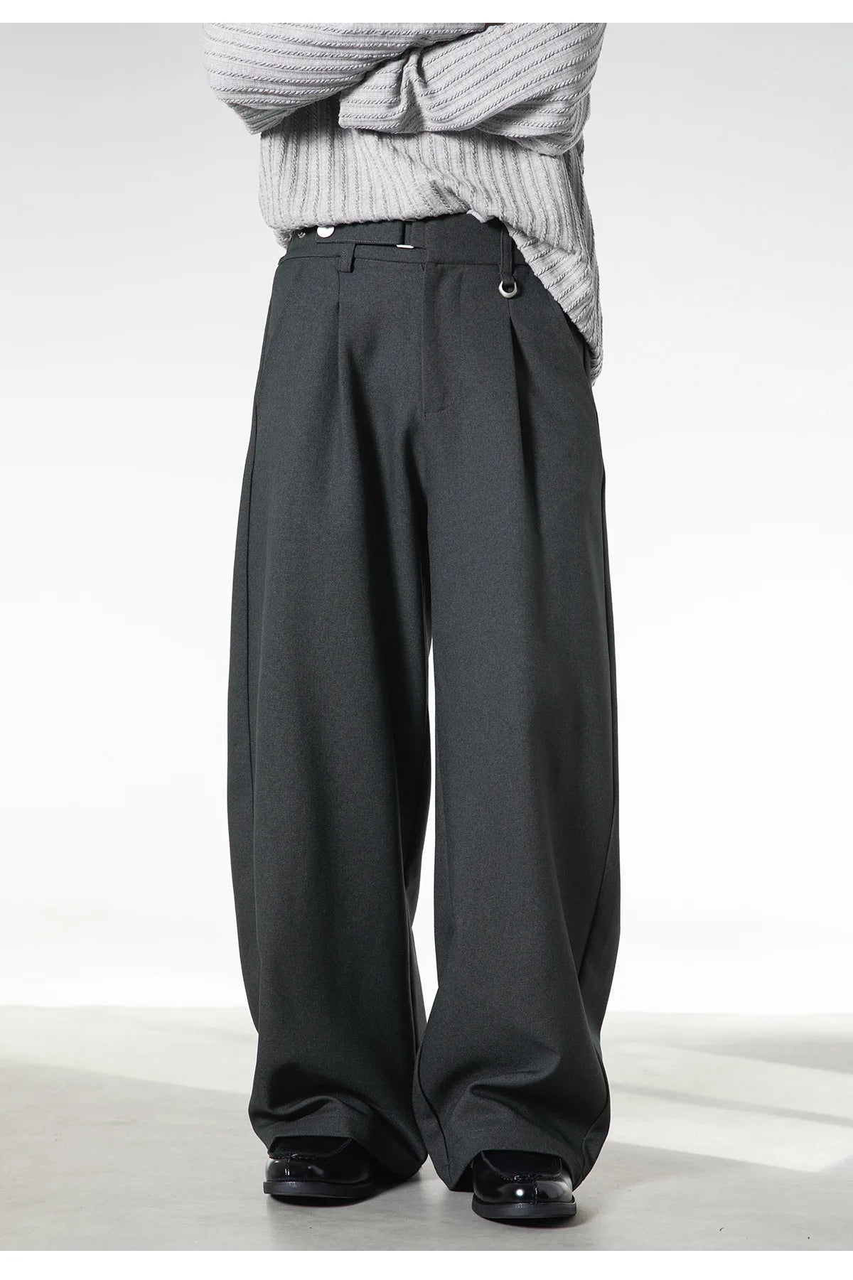 Men Loose Fit Dress Pants | Adjustable Buckle | Pleated