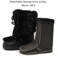 Women Warm Long Fur Snow Boots | Ski Boots | Winter Boots | Mid-calf Boots
