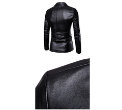 Men's Lapel Leather Dress Coat | Business Casual Blazer Jacket