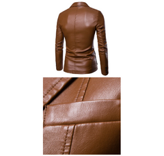 Men's Lapel Leather Dress Coat | Business Casual Blazer Jacket