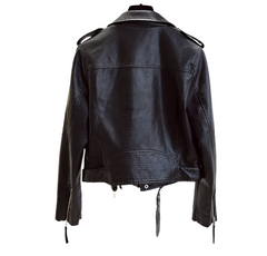 Women Biker Leather Jacket with Belt