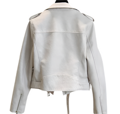 Women Biker Leather Jacket with Belt