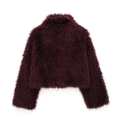 Women Burgundy Fur Coat | Wine Red Jacket