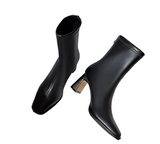 Women Pointed Leather High Heel Boots