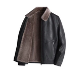 Men Thick Warm Fleece  Leather Jacket