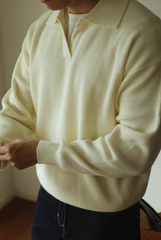 Men Polo Knitted Sweater | Long Sleeve V-Neck Casual Knitwear