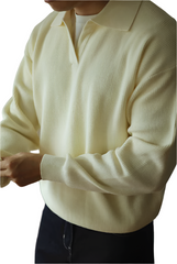 Men Polo Knitted Sweater | Long Sleeve V-Neck Casual Knitwear