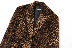 Women Leopard Print Long Sleeve Blazer and Mini Skirt | Animal Print Blazer Two Piece Set