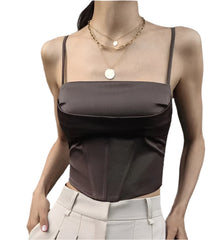 Women Spaghetti Strap Party Tank Top | Backless Bandage Skinny Summer Crop Top