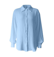 Women Long Sleeves Cotton Button Down Shirt | Solid Office Loose Crepe Shirt