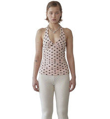 Women Polka Dot Vest | Y2K Lace-Up | Backless | Halter V-Neck | Summer Tank Top