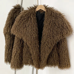 Short Mongolian Fur Coat | Women Luxury Cropped Fur Coat | Warm | Winter