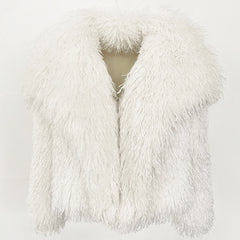 Short Mongolian Fur Coat | Women Luxury Cropped Fur Coat | Warm | Winter