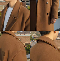 Men Warm Wool Coat | Long Trench Coat | Casual Double-Breasted Jackets