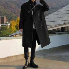 Men Warm Wool Coat | Long Trench Coat | Casual Double-Breasted Jackets