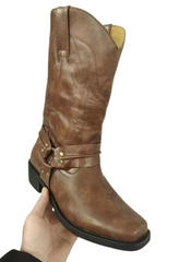 Men Western Cowboy Boots | Leather Embroidered Boots | Winter Shoes | Retro Men Boots | Mid-Calf Boots