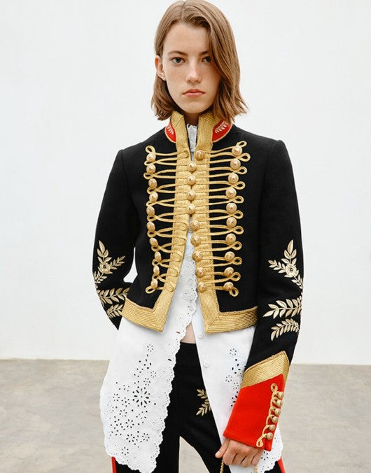 Women Napoleon Jacket | Stand Collar | Full Sleeve | Spring Jacket | Coat | Short Military Jacket