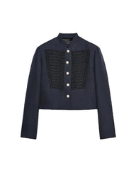 Women Napoleon Jacket | Elegant Office Short Coat | Stand Collar | Spring Jacket | Military Jacket