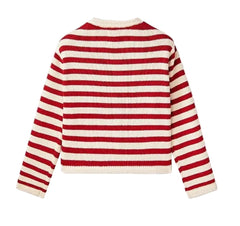 Women Striped Knitted Sweater | Striped Cardigan | Round Neck
