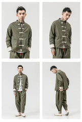 Men Tang Suit Jacket | Linen Top | Long Sleeve