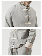 Men Tang Suit Jacket | Linen Top | Long Sleeve