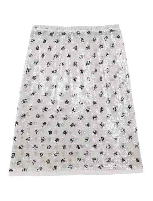 Women Midi Skirt | Sequin Lace Trim | Low Waist Skirt | Summer | Bodycon Skirt | Y2K