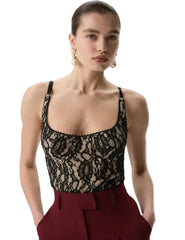 Women Lace See-Through Tank Top | Slim | Cropped Top | Printed Vest