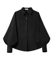 Women Lantern Sleeves Top | Vintage Loose Button-Down Shirt