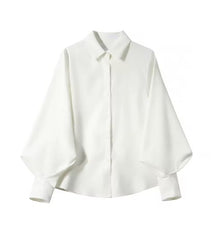 Women Lantern Sleeves Top | Vintage Loose Button-Down Shirt