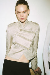 Women Napoleon Jacket | Casual Short Coat | Asymmetrical | Double-Breasted | Long Sleeves | Stand Collar Jacket