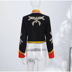 Women Napoleon Jacket | Stand Collar | Full Sleeve | Spring Jacket | Coat | Short Military Jacket