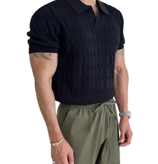 Men Knit Polo Shirt | Short Sleeves Polo Shirt | Half-Sleeved Casual Slim-Fit Top