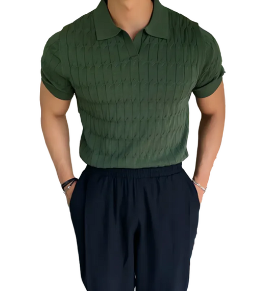 Men Knit Polo Shirt | Short Sleeves Polo Shirt | Half-Sleeved Casual Slim-Fit Top