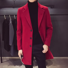 Men Winter Mid Length Wool Blend Coat
