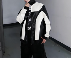 Unisex Leather Jacket | Motorcycle Biker Bomber Jacket | Padded Windbreaker