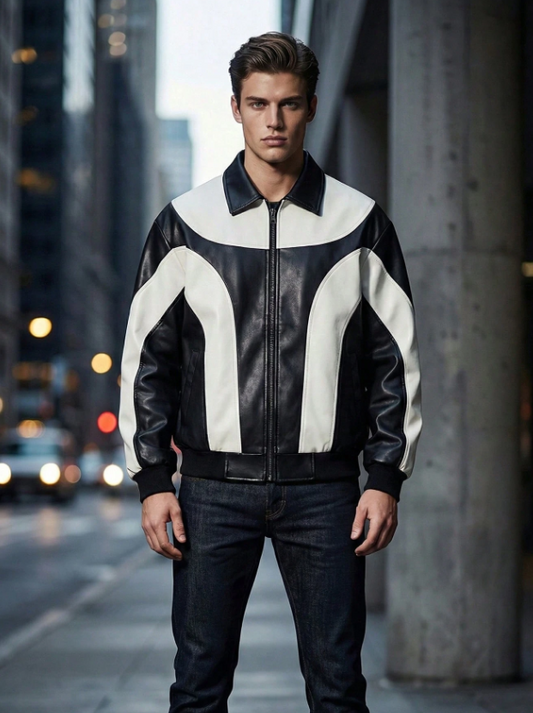 Unisex Leather Jacket | Motorcycle Biker Bomber Jacket | Padded Windbreaker