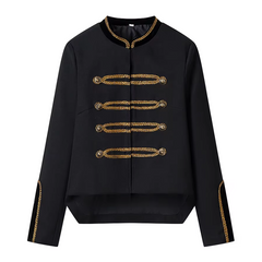 Women Napoleon Jacket | Elegant Office Short Coat | Stand Collar | Spring Jacket | Military Jacket
