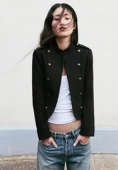 Women Short Coat | Spring | Short Blazer | Long Sleeves | Napoleon Jacket