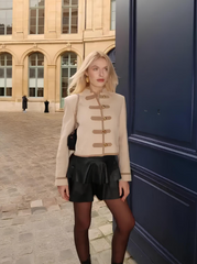 Women Buttoned Napoleon Jacket | Long Sleeves | Vintage | Cropped Coat | Military Jacket